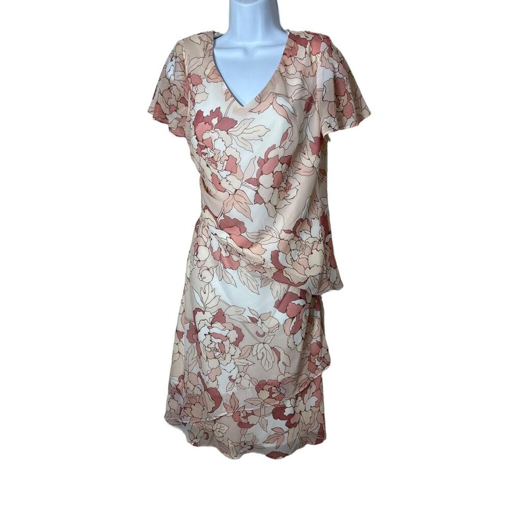 Vintage Karin Stevens 2 Piece Chiffon Skirt Set Floral Size 10